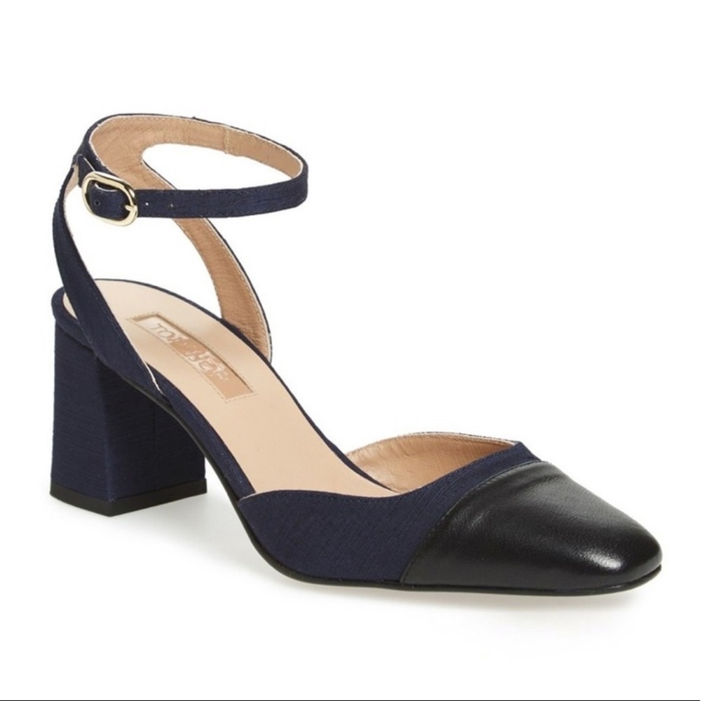Topshop Jewel Toecap Mary Jane blue & black heels